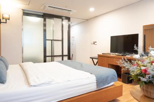 Μια τηλεόραση ή/και κέντρο ψυχαγωγίας στο Silla Boutique Hotel Premium
