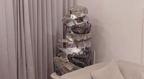 a stack of rocks sitting on top of a table at Sagar Villa Udaipur in Udaipur