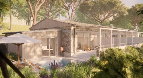 a rendering of a house with a swimming pool at Makryammos in Limenas