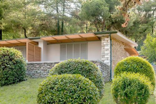 a house with bushes in front of it at Makryammos in Limenas