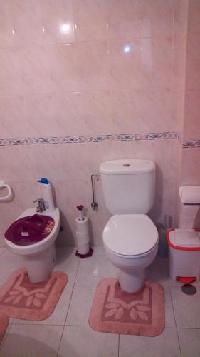 a bathroom with a toilet and a bidet at O Paraíso no Terraço in Foz do Arelho