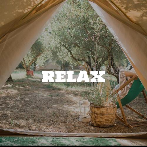 a person sitting in a chair in a tent with a plant at NoLux Camping Tent in Borsh