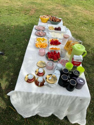 a picnic table with food and desserts on it at Dreamvilles Ecovillage Las Galeras in Las Galeras
