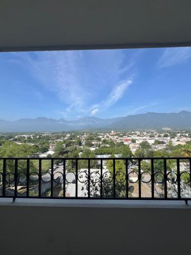 a view of a city from a window at Estancia Santa Cruz in Allende