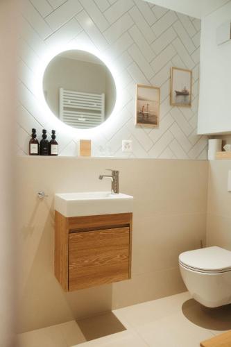 a bathroom with a sink and a toilet at "La Maisonnette" Cozy tiny house close to Montreux in Villeneuve