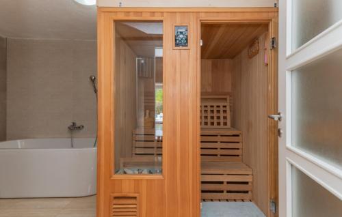 a bathroom with a shower and a tub and a toilet at Beautiful Villa Lara with sauna in Imotski in Kamenmost