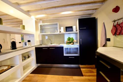 Kuchyň nebo kuchyňský kout v ubytování Luxury Cernaia Home alloggio di charme in palazzo dei Rolli centralissimo