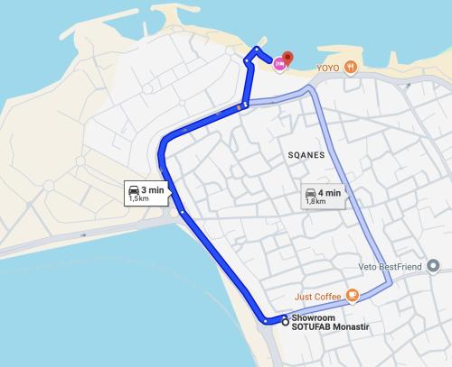 a map of santa cruz showing the approximate location of the synagogue at Appartement S1 Haut Standing Monastir in Monastir