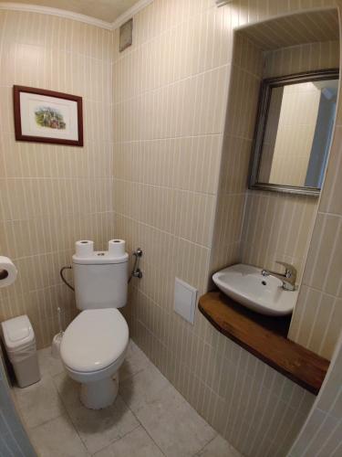 a bathroom with a toilet and a sink at Sunny Hill Residence in Becici