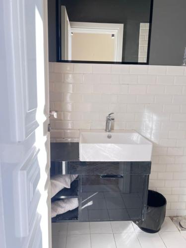 a bathroom with a white sink and a mirror at Ritz hotel in Alexandria