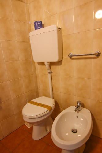 a bathroom with a toilet and a sink at Hotel Luina in Stresa