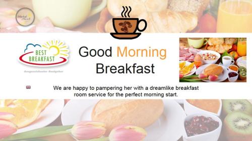 a website with a cup of coffee and a plate of food at Hotel Villa Will in Hannover