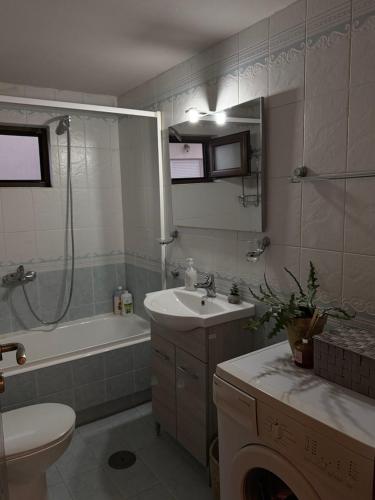 a bathroom with a sink and a toilet and a shower at VillaGer in Kalamata
