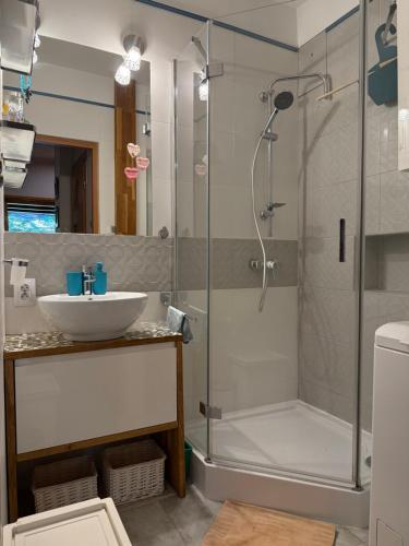 Koupelna v ubytování Mieszkanie w samym centrum