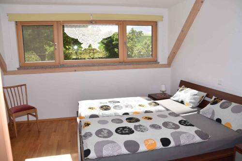 a bedroom with a bed and a window at Holiday home in Pfreimd - Oberpfalz 38096 in Pfreimd