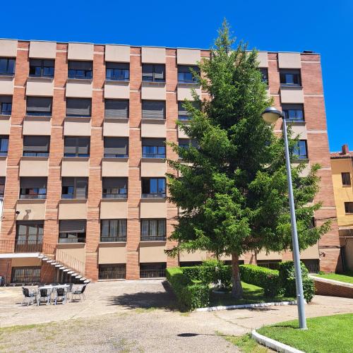 a building with a tree in front of it at Miresileón in León