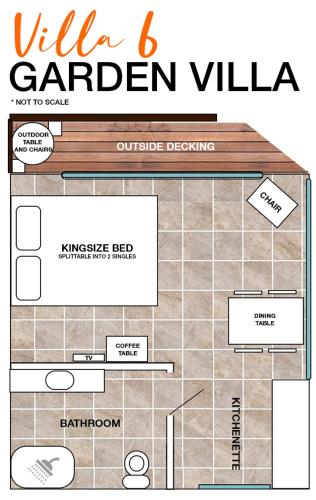 a floor plan of a garden villa at The Cooks Oasis in Rarotonga