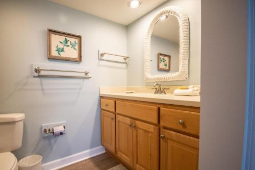 a bathroom with a sink and a mirror at 406 Capt John Fripp II in Fripp Island
