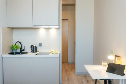 Kuchyň nebo kuchyňský kout v ubytování Aparthotel Aurum