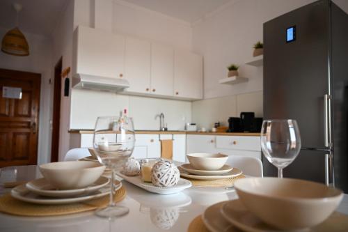 Kuchyň nebo kuchyňský kout v ubytování Bohemian Afitos Apartment