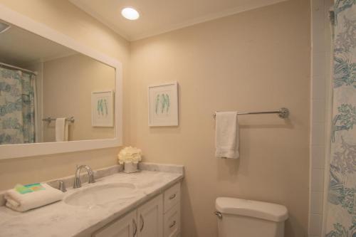 a bathroom with a sink and a toilet and a mirror at 102 Capt John Fripp Villa in Fripp Island