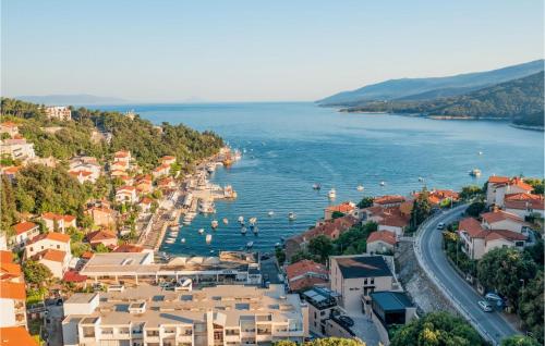 una vista aérea de una ciudad con barcos en el agua en Gorgeous Apartment In Rabac With Wi-Fi, en Rabac