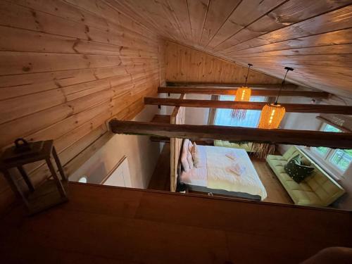 an overhead view of a room in a tiny house at Wąkop 6 Agroturystyka Eco in Nowa Słupia