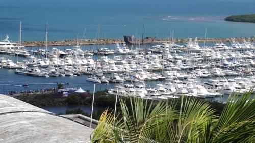 a bunch of boats are docked in a harbor at A Seascape Guest Room in Fajardo
