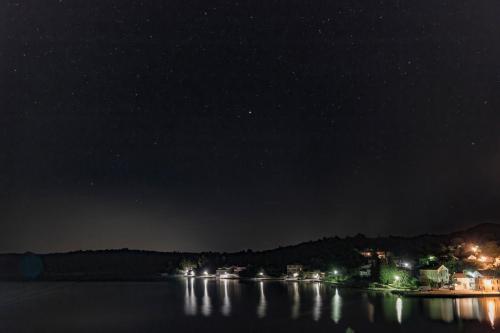 a view of a lake at night with stars at Picić Guesthouse in Luka