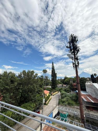 a view of a city from a balcony at Hostal Ramé in Panajachel