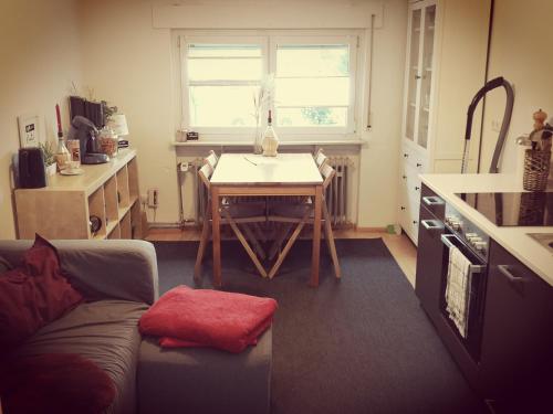 ゼーハイム・ユーゲンハイムにあるCasa Wilhelmのリビングルーム(ソファ、テーブル付)