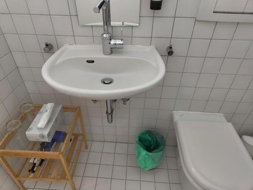 a bathroom with a sink and a toilet at WHLIVING - Apartments & Studios in Konstanz in Konstanz