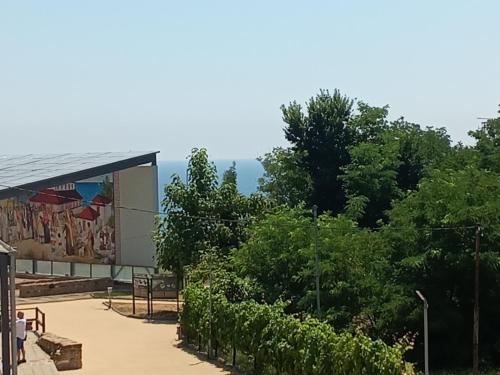 a building with a mural on the side of it at Апартаменты за гости Гавань in Byala