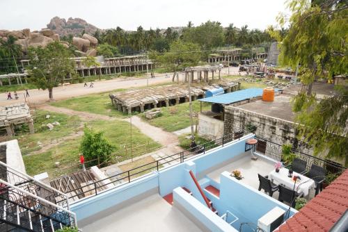 a view of the zoo from the roof of a building at Ranjana Guesthouse in Hampi