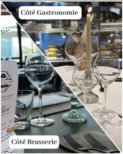 a group of wine glasses sitting on a table at Radisson BLU Balmoral in Spa