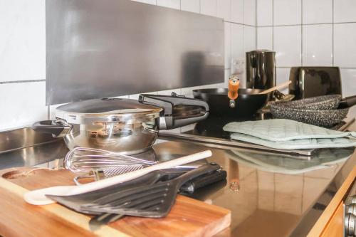 Dapur atau dapur kecil di Brody Apartments - gemütlich wohnen nähe Büdingen