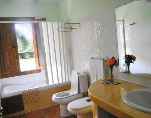 a bathroom with a toilet and a sink at Ecoagroturismo Las Nieves in Murcia