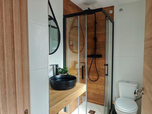 a bathroom with a toilet and a sink at Hostal Casa Miguel Marbella in Marbella