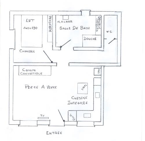 a floor plan of a house at Gite Du Bas - Le Petit Tilleul in Condorcet