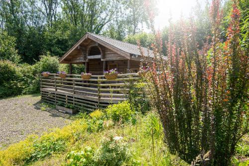 カーマーゼンにあるPwll Cabinの庭園中の小さな木造キャビン