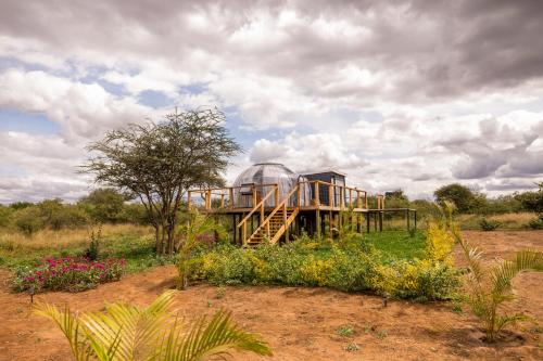 a house with a glass dome in a field at Nanare Chalets Amboseli in Poka