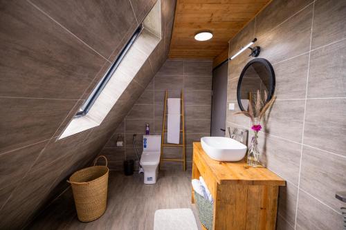 a bathroom with a sink and a toilet at Nanare Chalets Amboseli in Poka