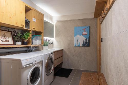 a laundry room with a washing machine in it at Le Petit Renard MOUNTAIN & QUIET 7 pers in Vex