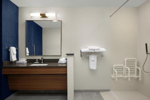 a bathroom with a sink and a mirror at Fairfield by Marriott Inn & Suites Kokomo in Kokomo