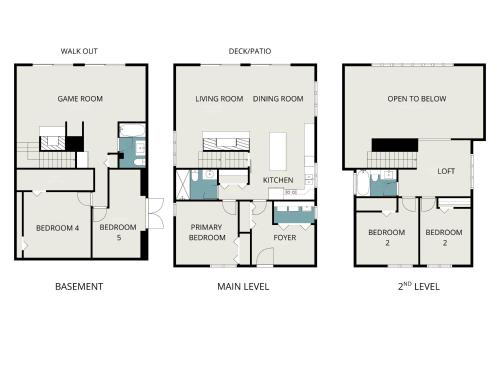 a floor plan of a house at 5br, 9 Beds Sleeps 14 Game Room, Pool Access in Gaylord