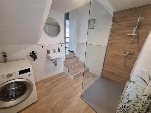 Ένα μπάνιο στο Ferienwohnung bei Blesers