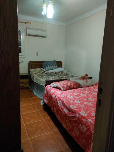 una habitación con dos camas en una habitación en شقه فيو بحر ميامي مكيفه, en Alejandría