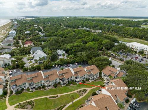 an aerial view of a residential neighborhood with houses at 115 Capt John Fripp Villa in Fripp Island