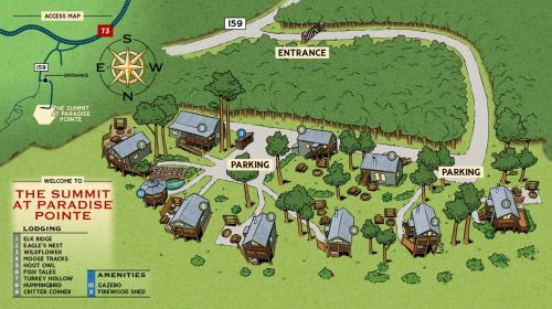 a map of the sun summit at paradise park at Fish Tales Cabin with a private hot tub in Bryant