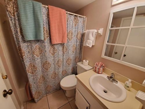 a bathroom with a toilet and a sink at St Augustine Ocean and Racquet 3102 in Saint Augustine
